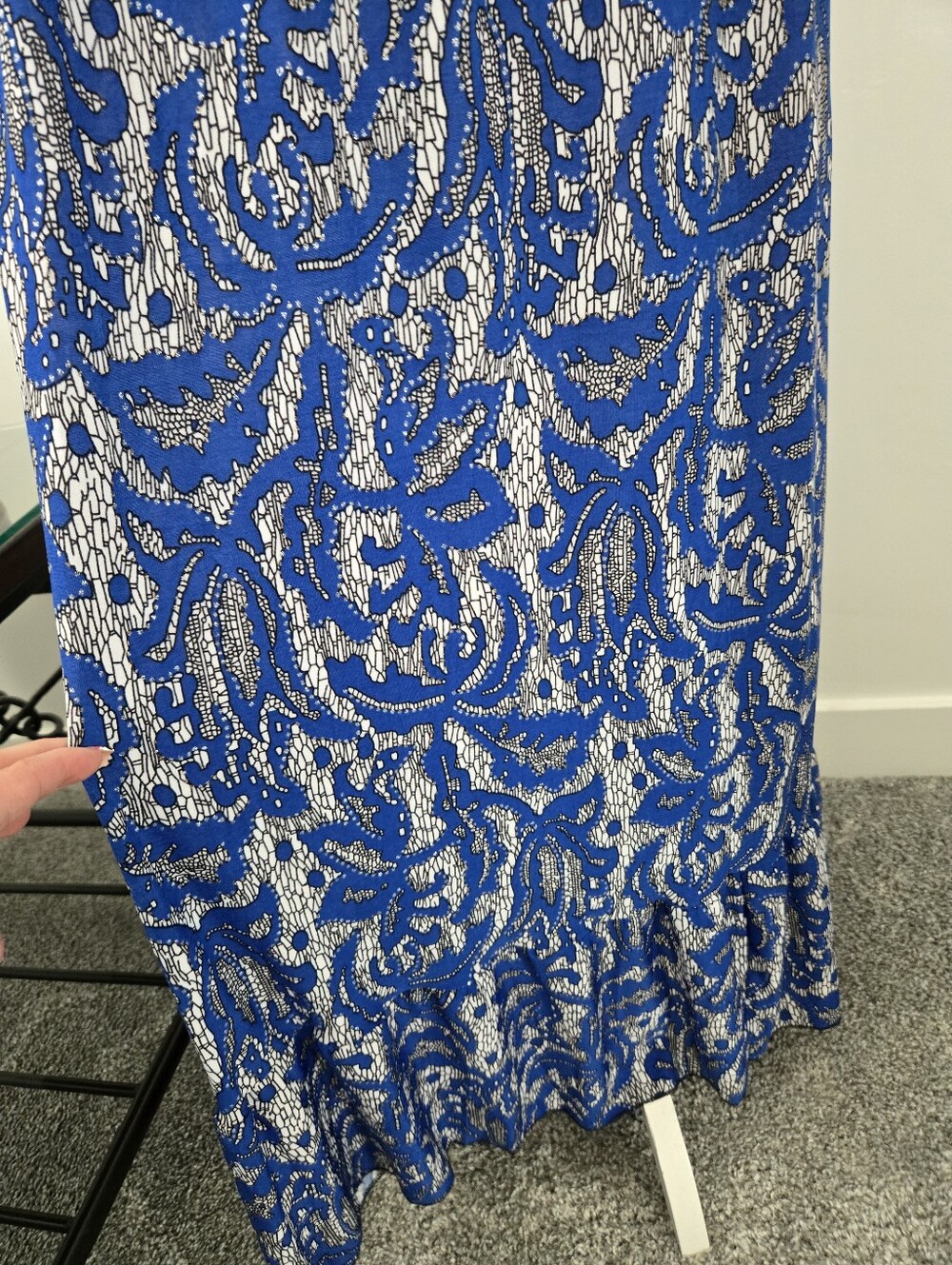 Ace Fashion royal blue and white paisley-print maxi dress. Size 1X. New - Picture 4 of 9